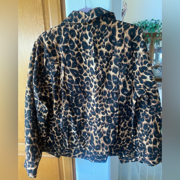 NWT Jessica London Leopard Print Denim Jacket Size 14W - Picture 5 of 8